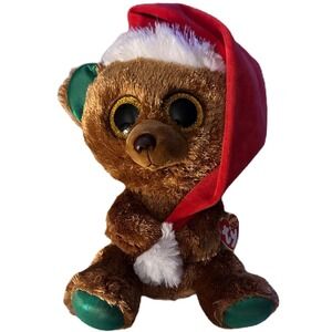Ty Beanie Boo Nicholas the Bear Christmas Santa Hat Plush Toy 10 Inch